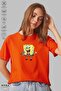 Unisex Oversize Crew Neck Cotton Sponge Bob Printed Short Sleeve T-Shirt