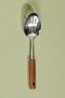 Woody Acacia Wood Handle Stainless Steel Slotted Serving Spoon 30 Cm