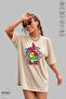 Unisex Crew Neck Stitched Rabbit Printed Cotton Oversize Short Sleeve T-Shirt - 4