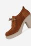 Women's Tan Suede Genuine Natural Leather 36-41 Size Heel-Headed Oxford Shoes - 5