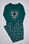 Yeşil Yılbaşı Temalı Örme Pijama Takımı TBBAW23AI00044 - 2