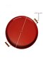 51 Cm Metal Round Red Tray with Wooden Handles Presentation Tray, Breakfast Tray