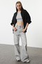 Siyah Fermuarlı Oversize/Geniş Kalıp Kalın İçi Polarlı  Örme Sweatshirt TWOAW25SW00122