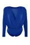 Blue Padded Double Breasted Closure Snap Fastener Knitted Body Tbbaw23Cs00014 - 7
