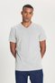 Men's Cotton V-Neck Gray Melange Slim Fit Slim Fit T-Shirt - 3