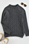 Antrasit Slim Fit Bisiklet Yaka Saç Örgü Triko Kazak TMNAW25KZ00012 - 6