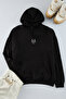 Black Oversized /Wide Cut Hooded Wolf Embroidered Sweatshirt with Fleece Inside Tmnaw24Sw00018 - 4