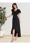 Imported Crepe Dress - Women's Sleeves and Skirt with Flounces