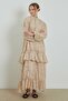 Beige Floral Tulle Patterned Dress - 5