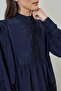 Navy Blue Lace Detailed Dress - 3