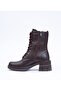 Women's Genuine Leather Winter Heeled Lace-Up Zipper Boots - 4