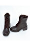 Women's Genuine Leather Winter Heeled Lace-Up Zipper Boots - 2