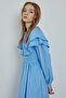 Baby Blue Embroidery Dress - Stripe Detailed - 4