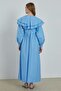 Baby Blue Embroidery Dress - Stripe Detailed - 7