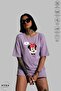 Women's Oversized Crew Neck Cotton Mickey Mouse Printed Short Sleeve T-Shirt