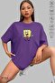 Unisex Oversize Crew Neck Cotton Sponge Bob Printed Short Sleeve T-Shirt