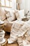 Harmony Hues Yarn-Dyed Natural Double Duvet Cover Set (Elastic Bed Sheet)