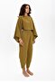 Oil Green 100% Cotton Crop Blouse Boat Neck - 6
