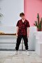 R-3661 Brush Patterned Apache Collar Short Sleeve Shirt - 3