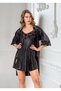 Satin Nightgown Dressing Gown Set of 2 Lace and Laced Black 1622