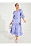Square Neck Tiered Midi Dress with Puff Sleeves