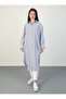 Navy Blue Striped Oversize Cotton Poplin Tunic Shirt - Benin