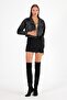 Women's Double Breasted Collar Crop Leather Jacket - 2