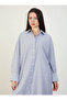 Navy Blue Striped Oversize Cotton Poplin Tunic Shirt - Benin - 2