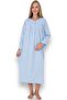 Long Sleeve 100% Cotton Combed Throw Plus Size Mother's Nightgown, Hospital, Pregnant and Maternity Nightgown - 2