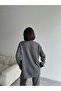 Women's Half Turtleneck Sweater Trouser Bottom Top Knitwear Set - Anthracite - 8