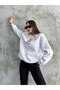 Unisex Crew Neck Teddy Bear Embroidered Oversize Cotton Sweatshirt - 2