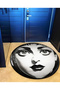 Round Black Beige Women's Large Eye and Face Themed Woven Base Carpet Miraface26 - 4