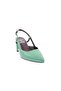 Women's Pointed Toe Open Back Ankle Belt Thick Heeled Shoes Grass Green 3412534 - 2