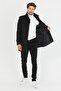 Men's Anthracite Slim Cut Stand Collar Long Wool Blend Cashmere Coat - 3