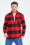 Men's Red Black Plaid Oversize Long Sleeve Checked Thick Fabric Lumberjack Shirt - 3