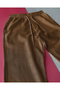 Beige Linen Oversize T-Shirt Brown Trousers Set - 2
