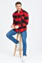 Men's Red-black Oversize Checked Plaid Cotton Thick Fabric Lumberjack Jacket Shirt - 3