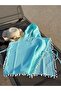 Organic Muslin Hooded Children's Poncho Turquoise Beach -Baby Bathrobe - 3