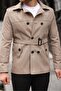 Men's Cream Seasonal Lined Belted Double Breasted Trench Coat - 7
