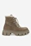 Women's Beige Suede Genuine Natural Leather Lace-Up Fur Boots & Booties - 2