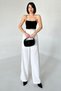 High Waist and Pleated Wide Leg Women's White Linen Palazzo Trousers - 7