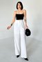 High Waist and Pleated Wide Leg Women's White Linen Palazzo Trousers - 4