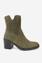 Women's Green Suede Genuine Natural Leather Thick-Heeled Boots & Booties