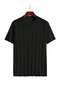 Black Slim Tight Crew Neck Plain Knitwear T-Shirt - 5