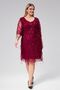 Plus Size V-Neck Fringe Sequin Embroidered Evening Dress-BURGUNDY - 2