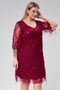 Plus Size V-Neck Fringe Sequin Embroidered Evening Dress-BURGUNDY - 7
