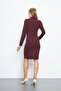 Women's Twisted Collar Long Sleeve Mini Dress - 8
