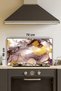 Gold Coffee Abstract Glass Stove Back Protector, Kitchen Built-In and Countertop Protection, Tempered and Rated - 2