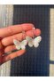 Pearl-Colored Acrylic Butterfly Earrings - 3