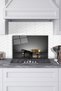 Gold Black Balance Glass Stove Back Protector, Kitchen Built-In and Countertop Protection, Tempered and Rated
